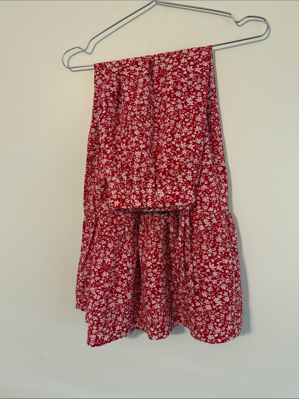 SHEIN Red Floral Tiered Maxi Skirt